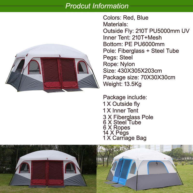 Family Tent Waterproof Camping Cabin Family Tent Waterproof Camping Cabin