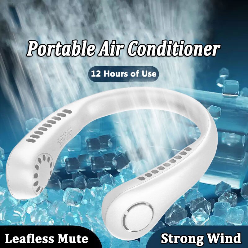Fan 1200mAh New Mini Neck Portable No Bladeless Hanging Neck Rechargeable Air Cooler 3 Speed Mini Summer Sport Fan