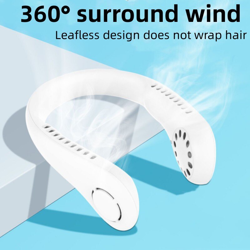 Fan 1200mAh New Mini Neck Portable No Bladeless Hanging Neck Rechargeable Air Cooler 3 Speed Mini Summer Sport Fan