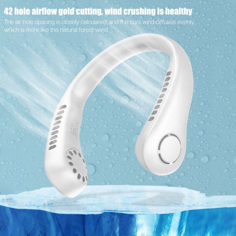 Fan 1200mAh New Mini Neck Portable No Bladeless Hanging Neck Rechargeable Air Cooler 3 Speed Mini Summer Sport Fan