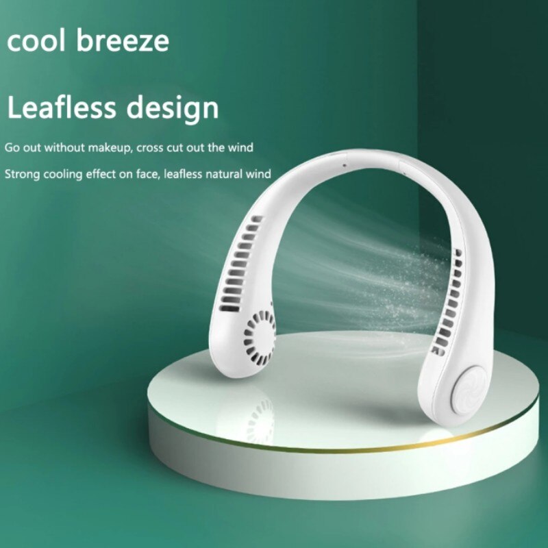 Fan 1200mAh New Mini Neck Portable No Bladeless Hanging Neck Rechargeable Air Cooler 3 Speed Mini Summer Sport Fan