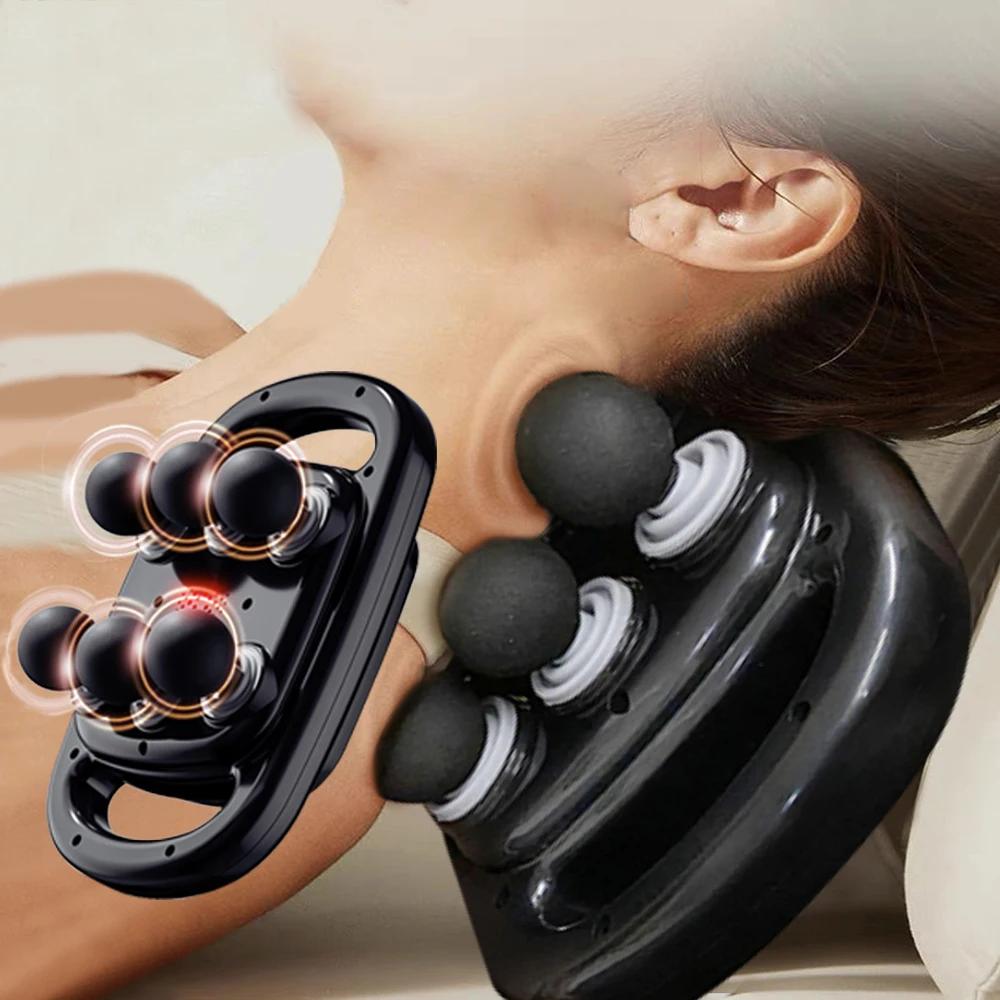 Fascia Gun Muscle Massager Gun Six Heads High Frequency Neck Waist Massage Machine Neck Shoulder Professional Fascia