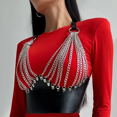 Fashion Belt Female Street Style corset Chain Tassels Belt Adjustable casual wild Decorative Belt Gothic Clothing