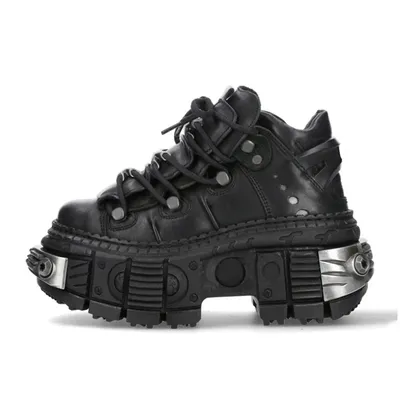 Fashion Brand Design Quality Women's Punk Gothic Shoes Comfortable High Heel Metal Decoration Rivet Handsome Motorcycle