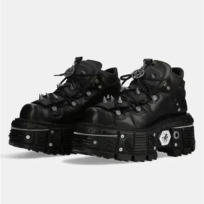 Fashion Brand Design Quality Women's Punk Gothic Shoes Comfortable High Heel Metal Decoration Rivet Handsome Motorcycle