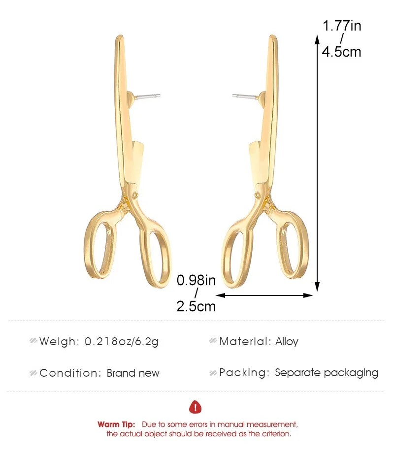 Fashion Creative Retro Scissors Ear Studs for Women Personalized Women Hip Hop Rock Party Holiday Gift Perforated Fashion Creative Retro Scissors Ear Studs for Women Personalized Women Hip Hop Rock Party Holiday Gift Perforated