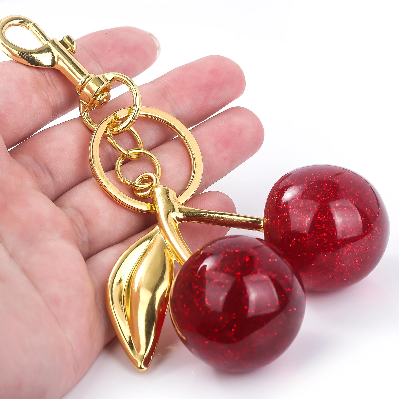 Fashion Delicious Red Cherry Keychain Summer Fruits Cherries Pendant Keyring For Women Men Jewelry Bag Accessories Gift Fashion Delicious Red Cherry Keychain Summer Fruits Cherries Pendant Keyring For Women Men Jewelry Bag Accessories Gift