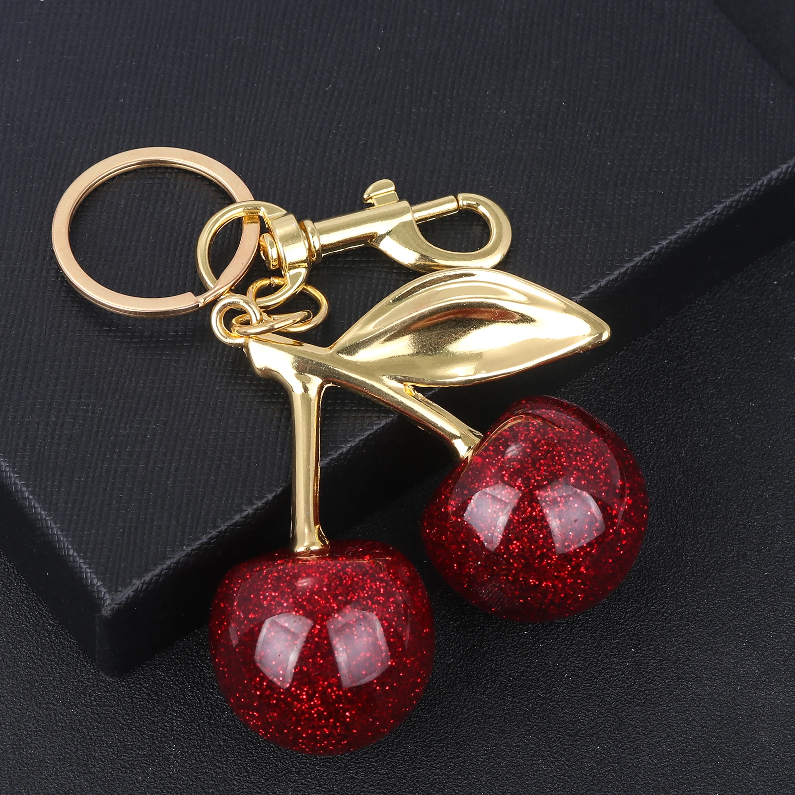 Fashion Delicious Red Cherry Keychain Summer Fruits Cherries Pendant Keyring For Women Men Jewelry Bag Accessories Gift
