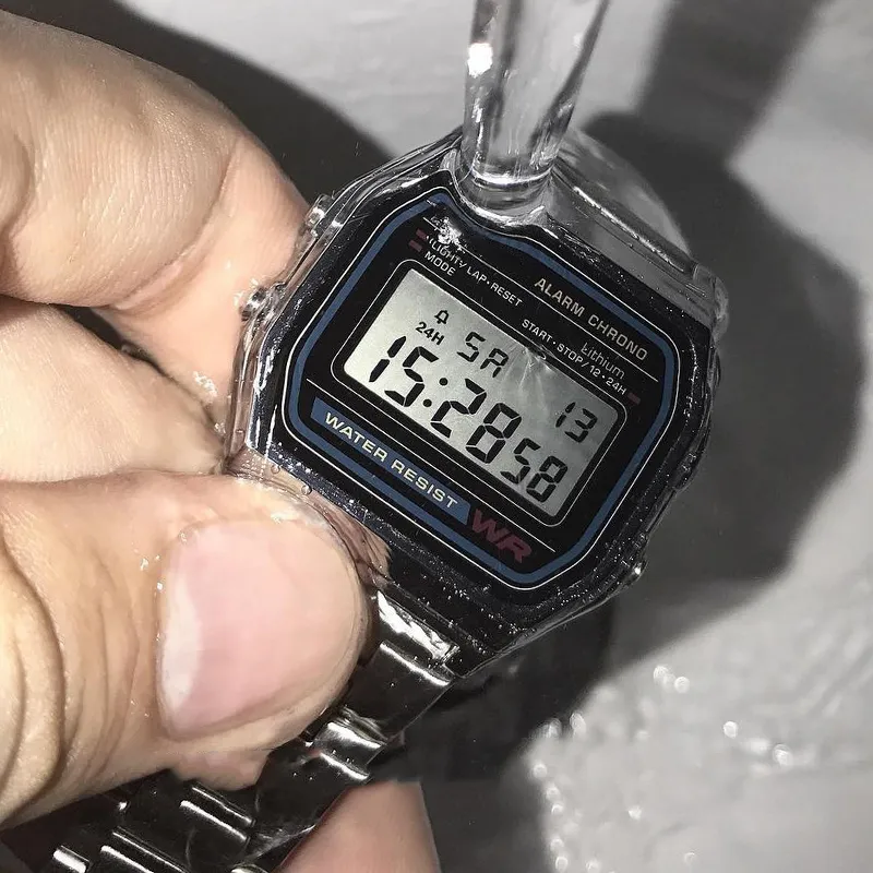 Fashion Digital Watches Luxury Stainless Steel Link Bracelet Wrist Watch Band Business Electronic Clock