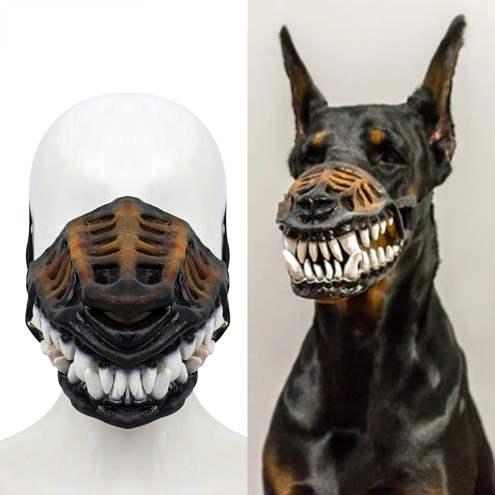 Fashion Dog Mouth Mask Padded Latex Rubber Muzzles For Large Dog Role Play Dog Mask Puppy Halloween Cosplay Photo Props
