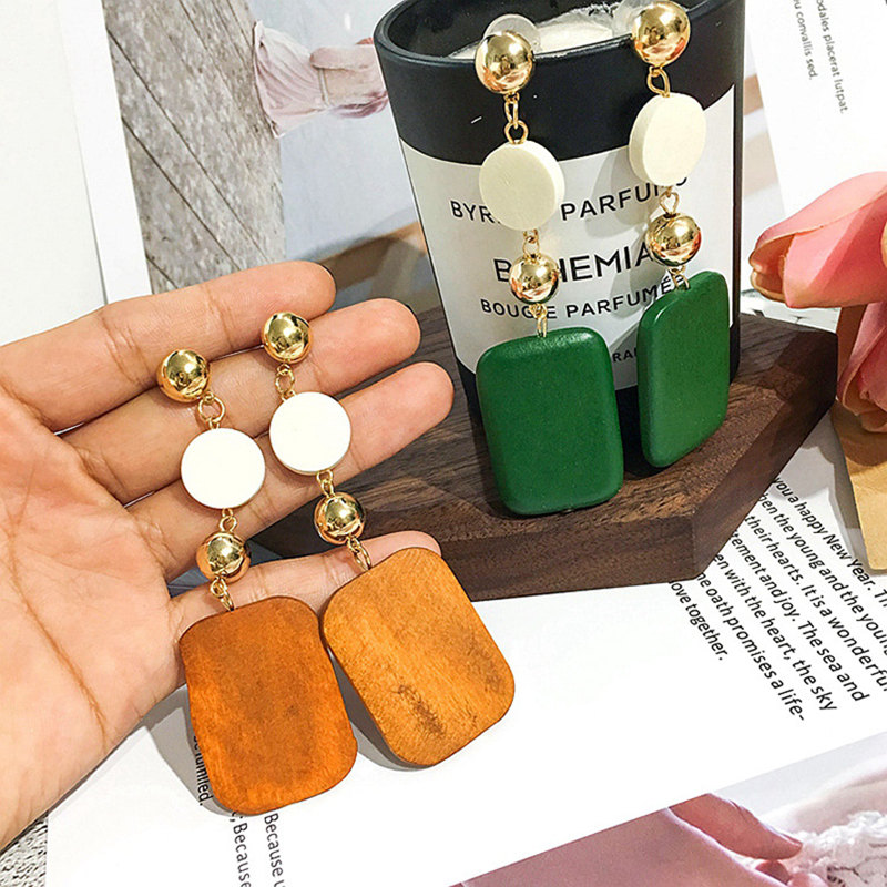 Fashion Earrings Wooden Geometric Design Fashion Earrings Wooden Geometric Design