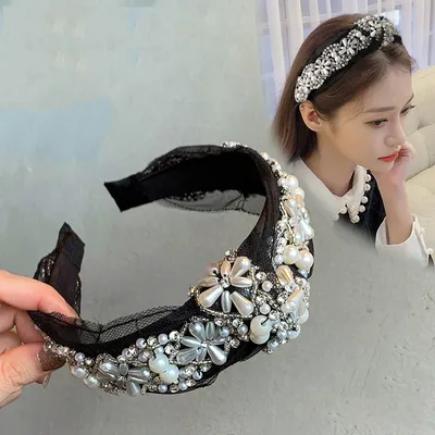 Fashion Headband With Lace And Pearl Fashion Headband With Lace And Pearl