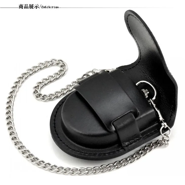 Fashion Male Back Brown Cover Vintage Classic Pocket Watch Box Holder Storage Case Coin Purse Pouch Bag With Chain
