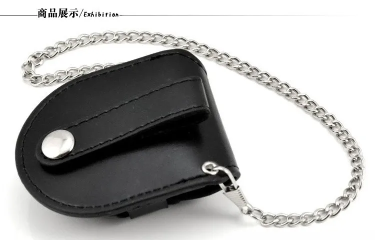 Fashion Male Back Brown Cover Vintage Classic Pocket Watch Box Holder Storage Case Coin Purse Pouch Bag With Chain