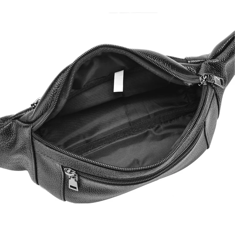 Fashion Men's Genuine Leather Waist Packs Casual Business High Capacity Shoulder Bag with Adjustable Straps for Men