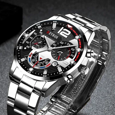 Fashion Men's Stainless Steel Watches Luxury Quartz Wristwatch Calendar Luminous Clock Men Business Casual Watch