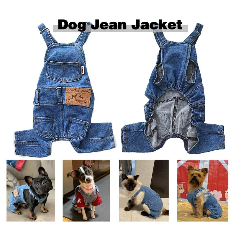 Fashion Pet Jean Overalls for Dogs Soft Denim French Bulldog Apparel Puppy Costumes for Small Medium Dogs Jeans Shirt