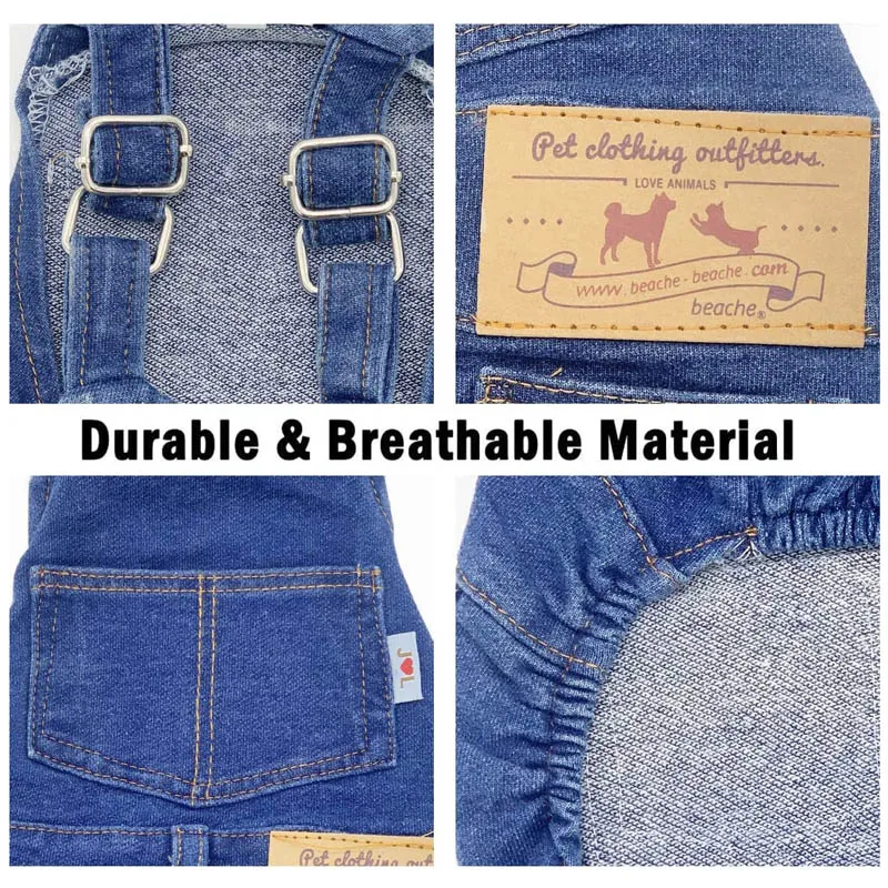 Fashion Pet Jean Overalls for Dogs Soft Denim French Bulldog Apparel Puppy Costumes for Small Medium Dogs Jeans Shirt