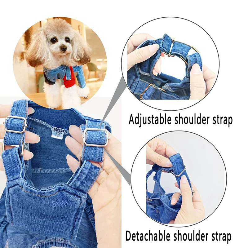 Fashion Pet Jean Overalls for Dogs Soft Denim French Bulldog Apparel Puppy Costumes for Small Medium Dogs Jeans Shirt