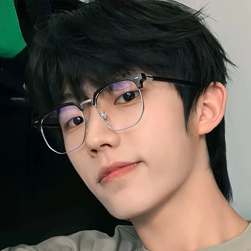 Fashion Unisex Square Plain Glasses Metal Frame Glasses Polygon Eyeglasses Gentle Black Anti Blue Light Glasses Fashion Unisex Square Plain Glasses Metal Frame Glasses Polygon Eyeglasses Gentle Black Anti Blue Light Glasses
