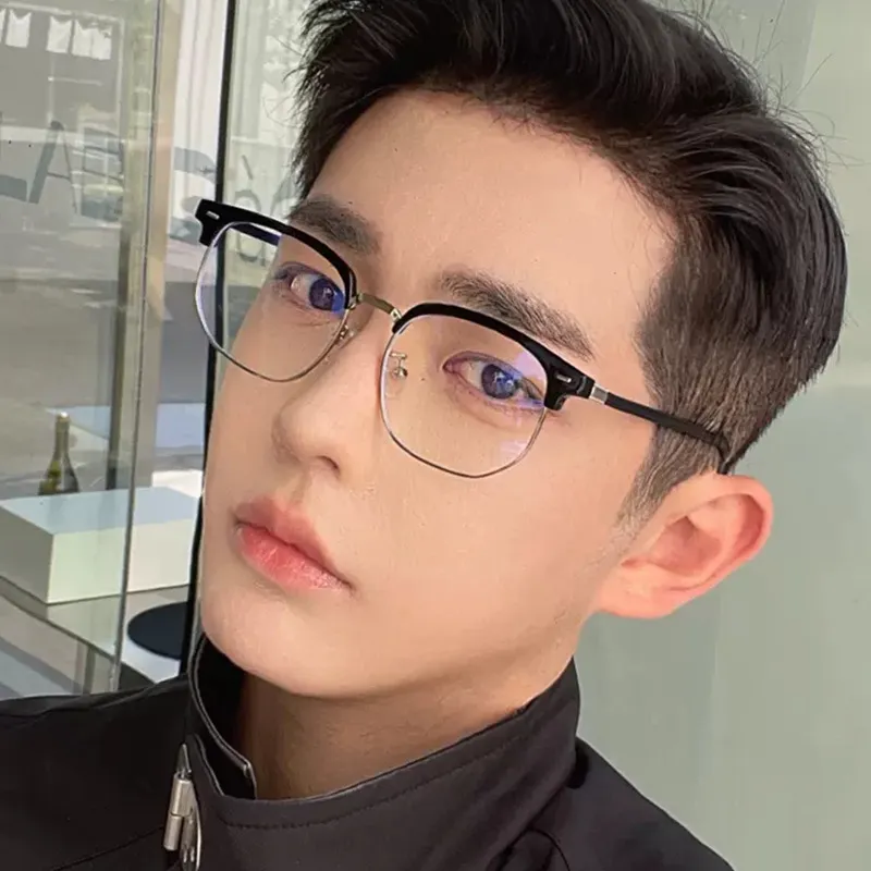 Fashion Unisex Square Plain Glasses Metal Frame Glasses Polygon Eyeglasses Gentle Black Anti Blue Light Glasses Fashion Unisex Square Plain Glasses Metal Frame Glasses Polygon Eyeglasses Gentle Black Anti Blue Light Glasses