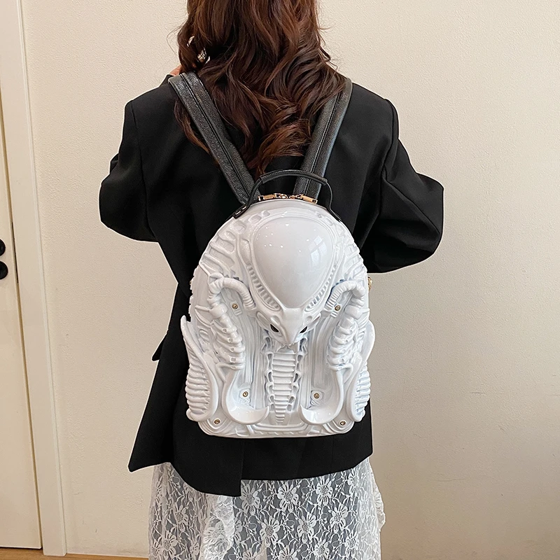 Fashionable and Unique Shaped Backpack Designer Cool Backpack Retro Warrior Street Punk Style Unisex Luxury Pack Big