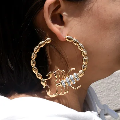 Fashionable Big Ear Hoop Scorpion Earrings