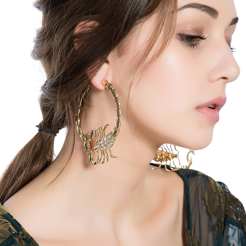 Fashionable Big Ear Hoop Scorpion Earrings