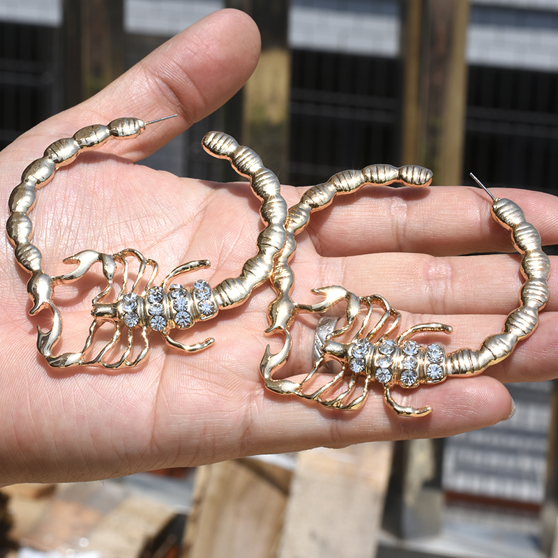 Fashionable Big Ear Hoop Scorpion Earrings
