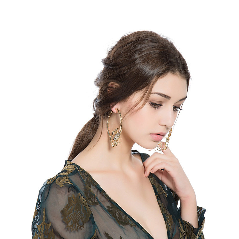 Fashionable Big Ear Hoop Scorpion Earrings