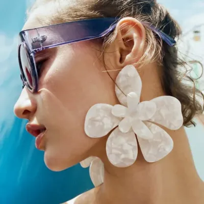 Fashionable Big Floral Earrings