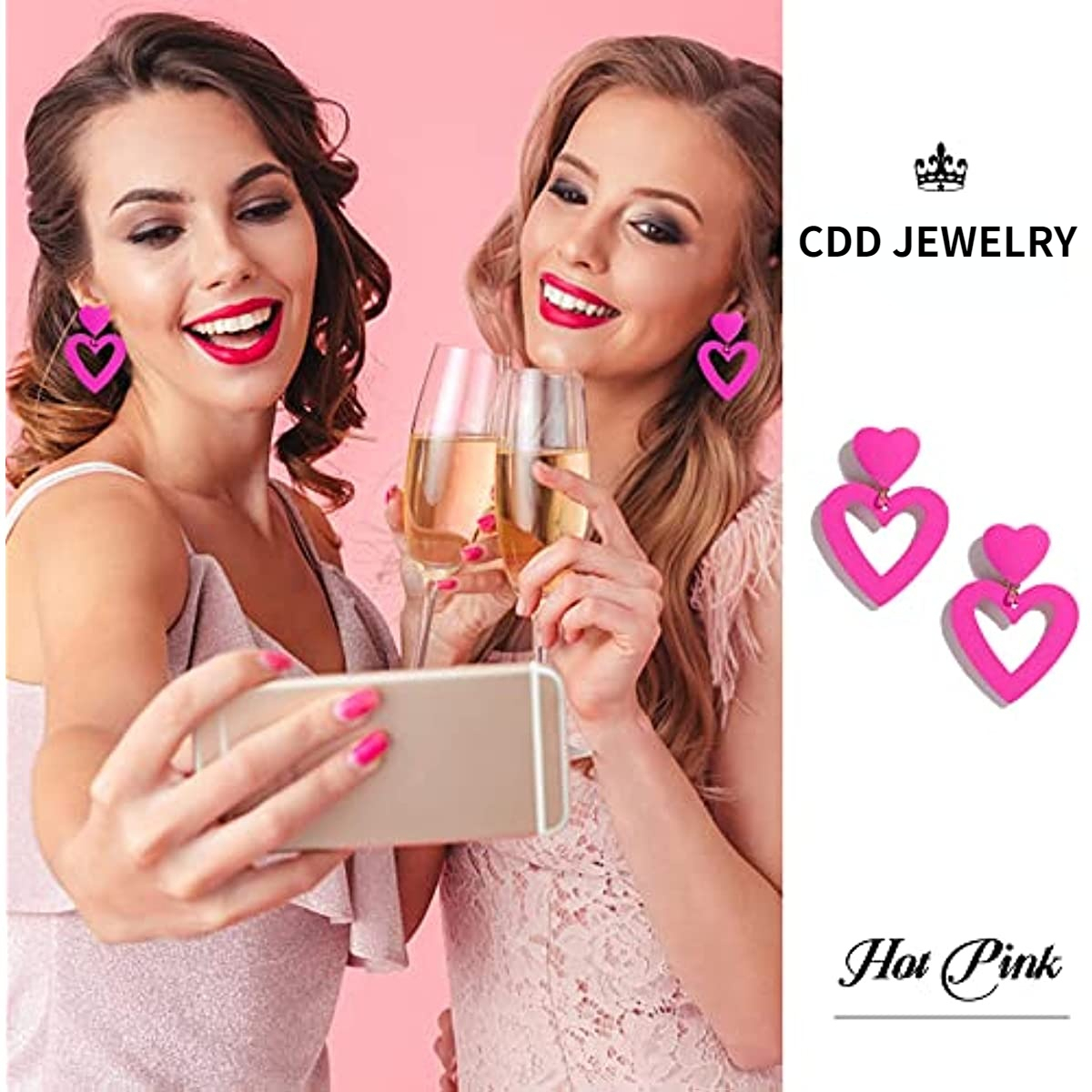 Fashionable Double Heart Earrings