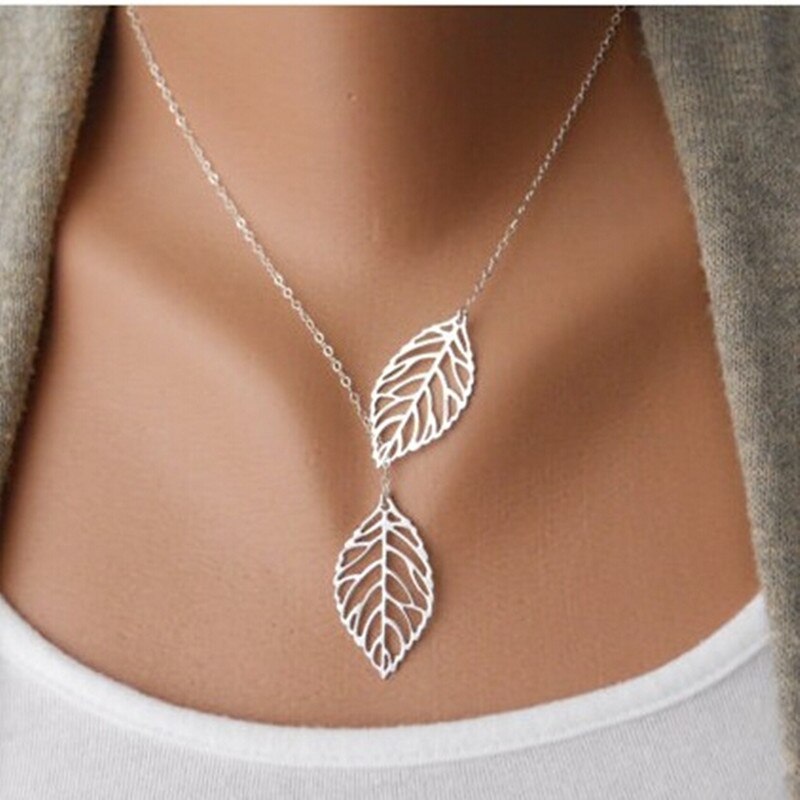 Fashionable Double Leaf Pendant Necklace Fashionable Double Leaf Pendant Necklace