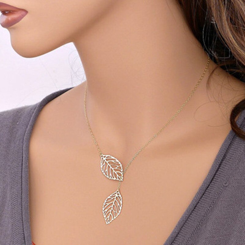Fashionable Double Leaf Pendant Necklace Fashionable Double Leaf Pendant Necklace