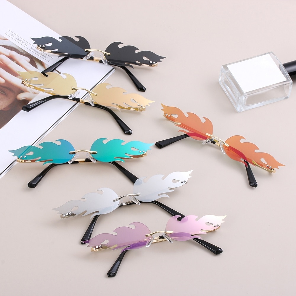 Fashionable Frameless Fire Flame Glasses