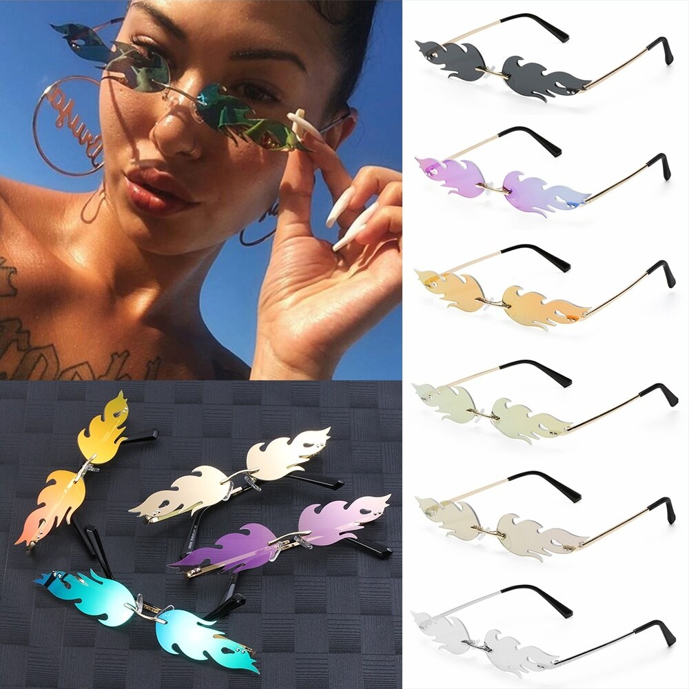 Fashionable Frameless Fire Flame Glasses