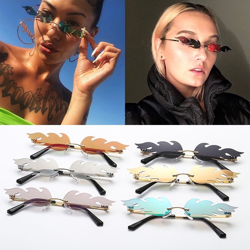 Fashionable Frameless Fire Flame Glasses