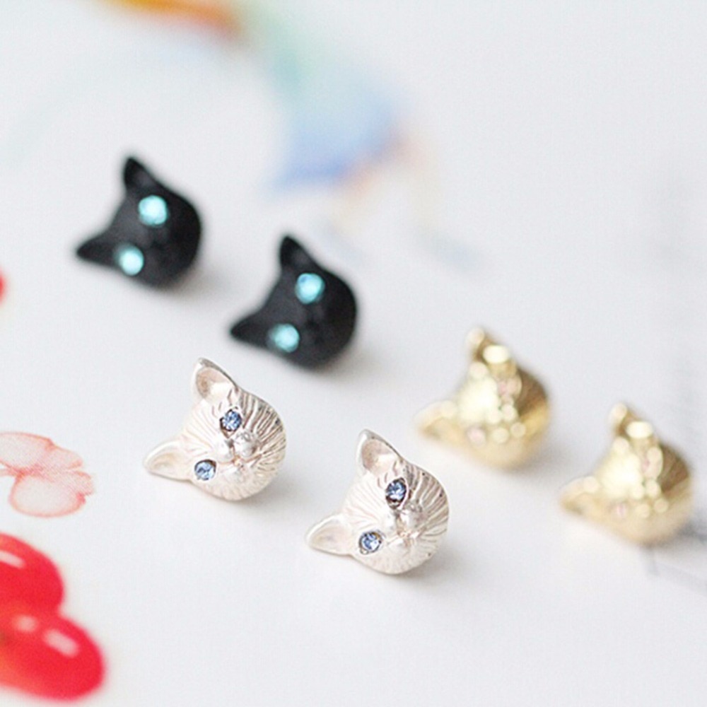Fashionable Kitten Earrings Metal Studs Fashionable Kitten Earrings Metal Studs