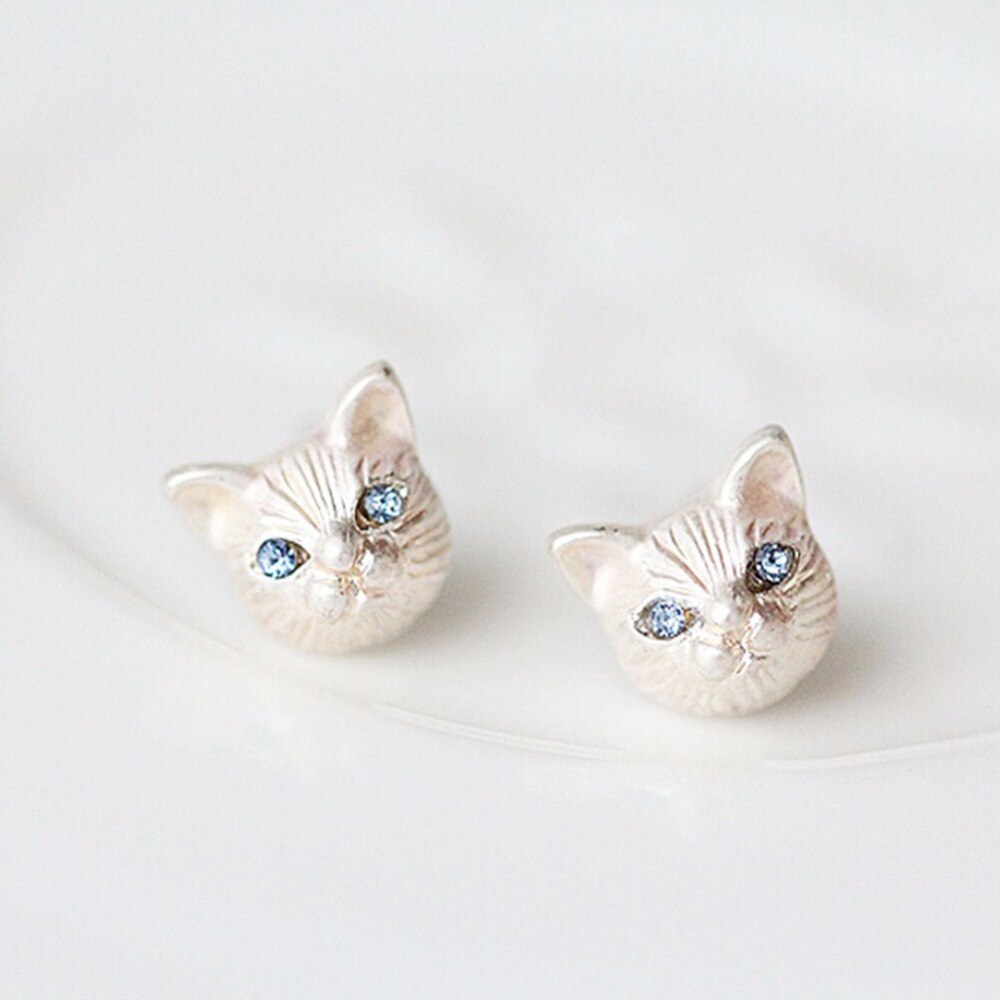 Fashionable Kitten Earrings Metal Studs