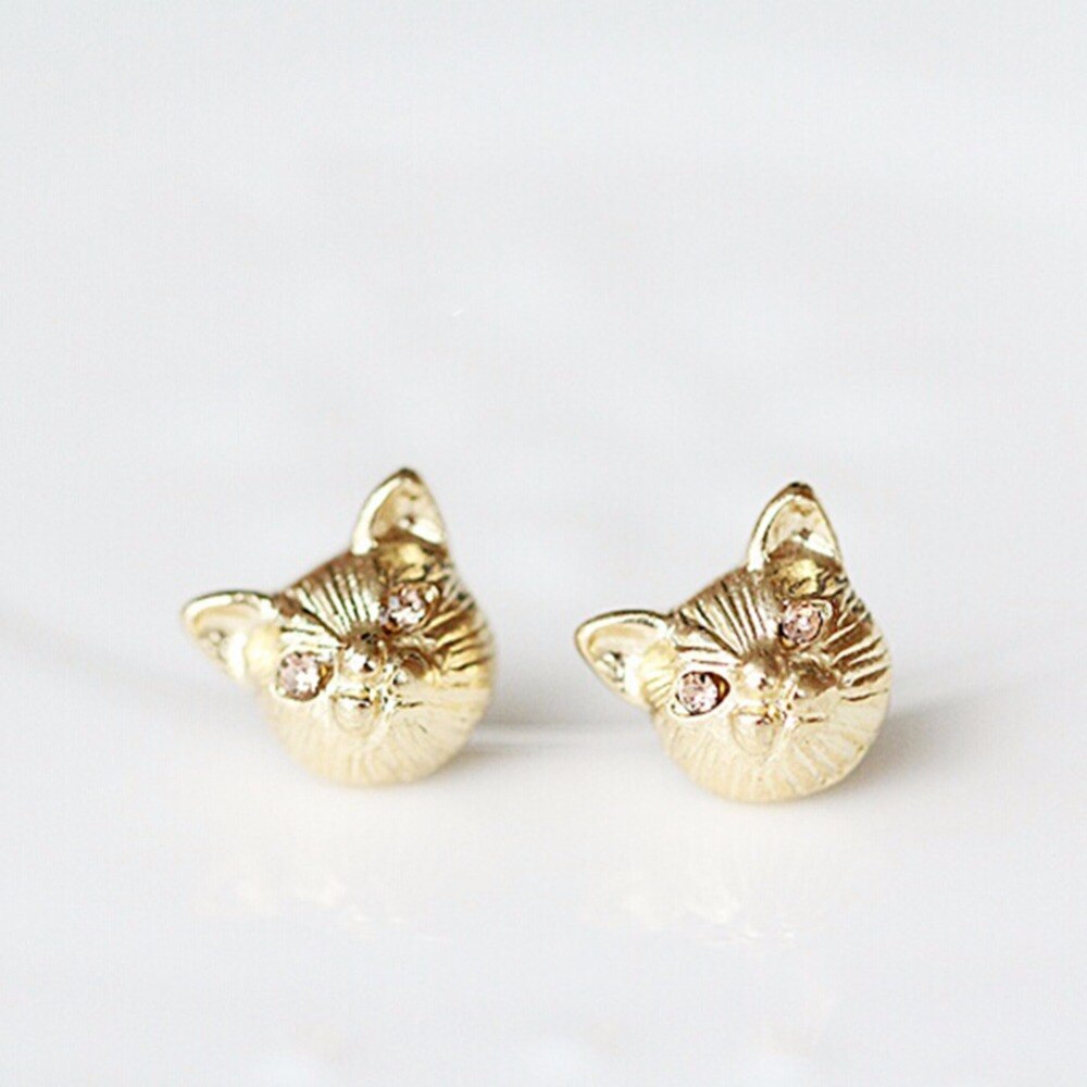 Fashionable Kitten Earrings Metal Studs