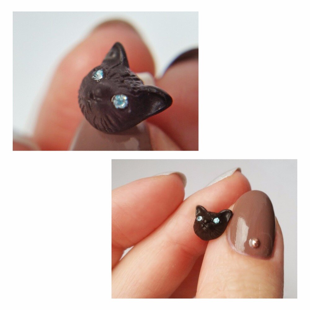 Fashionable Kitten Earrings Metal Studs