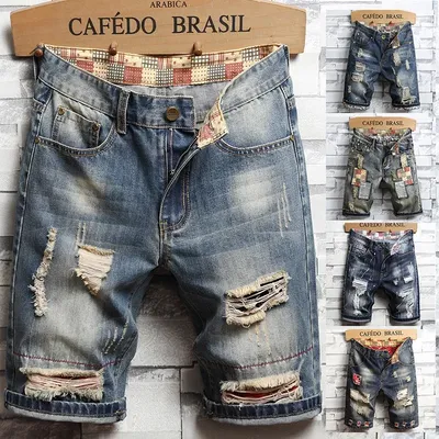 Fashionable Mens Ripped Jean Shorts Fashionable Mens Ripped Jean Shorts