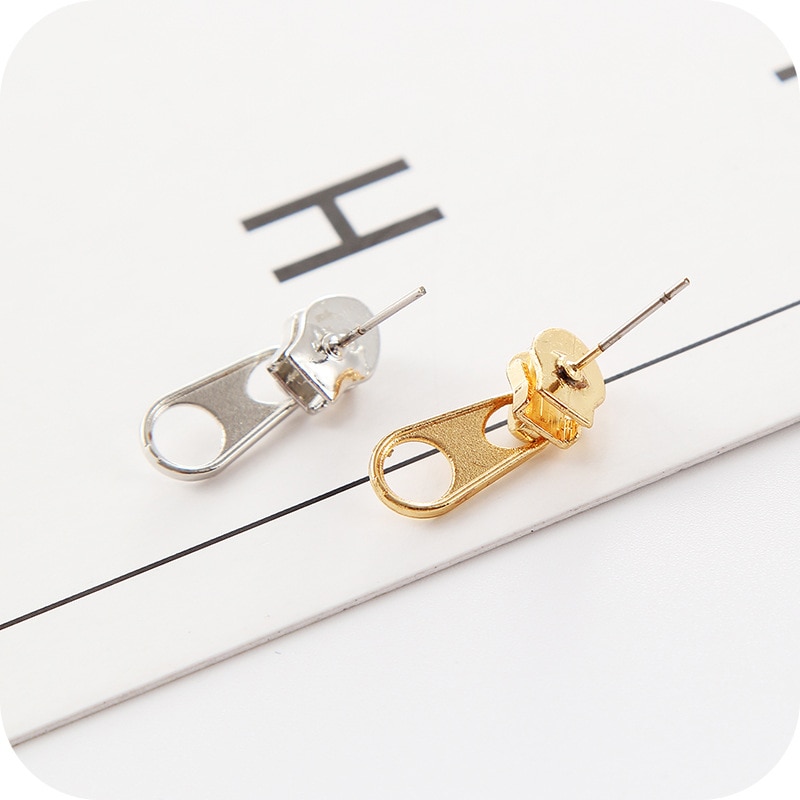 Fashionable Metal Alloy Zipper Earrings
