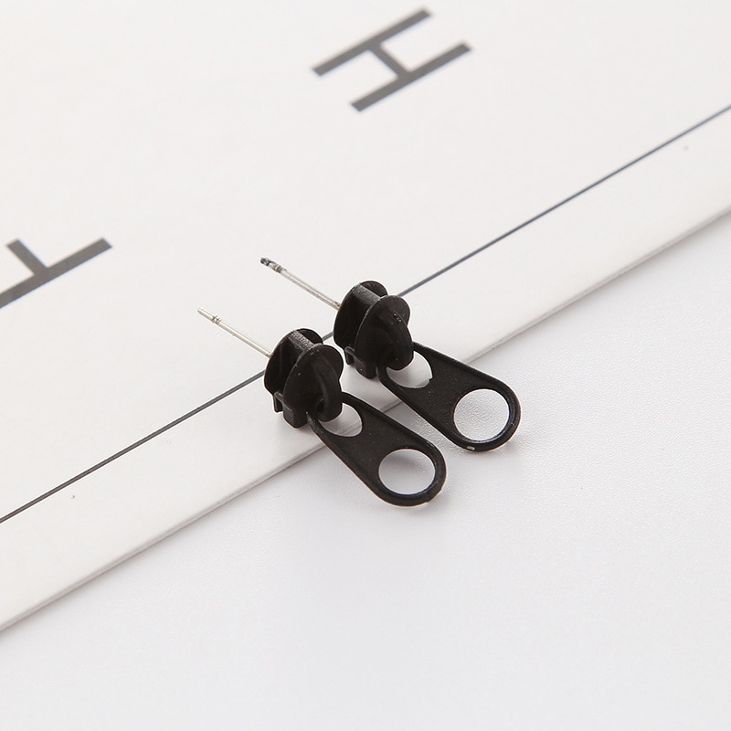 Fashionable Metal Alloy Zipper Earrings