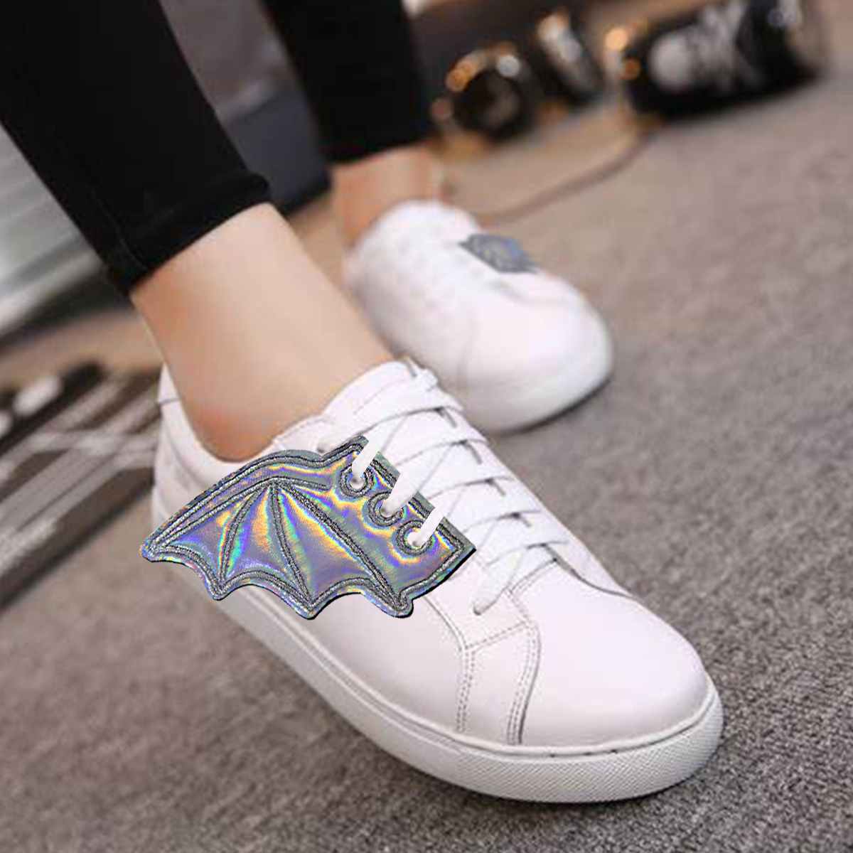 Fashionable PU Leather Bat Shoe Wings Fashionable PU Leather Bat Shoe Wings