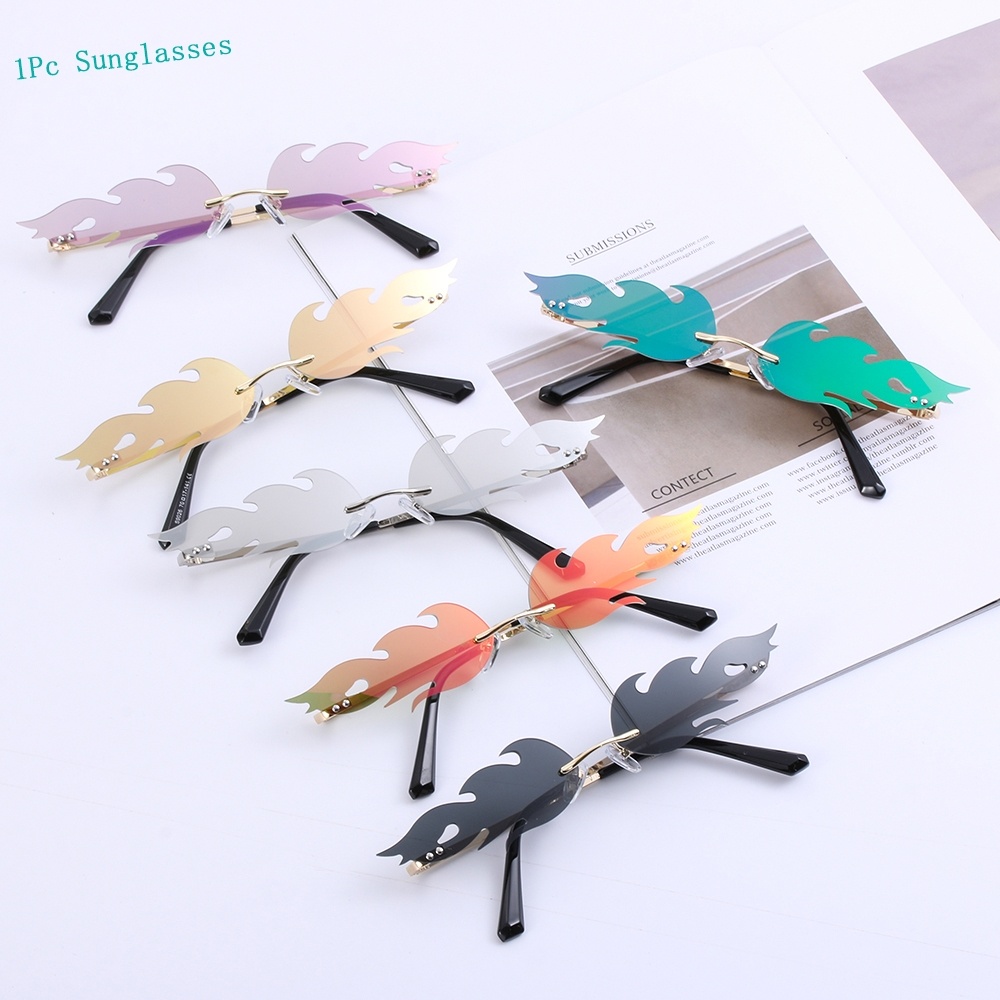 Fashionable Rimless Fire Flame Sunglasses
