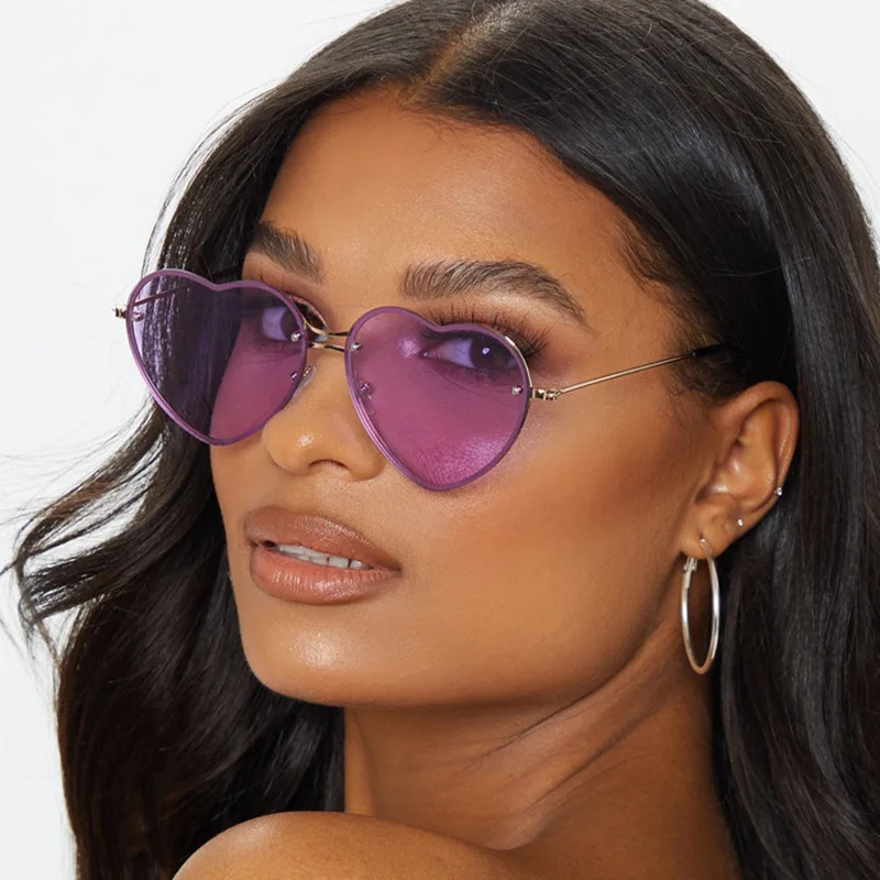 Fashionable Rimless Heart Sunglasses