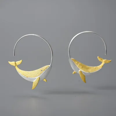 Fashionable Round Hoop Whale Earrings