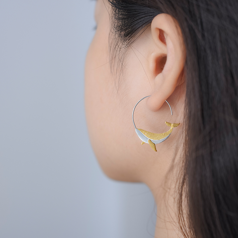 Fashionable Round Hoop Whale Earrings
