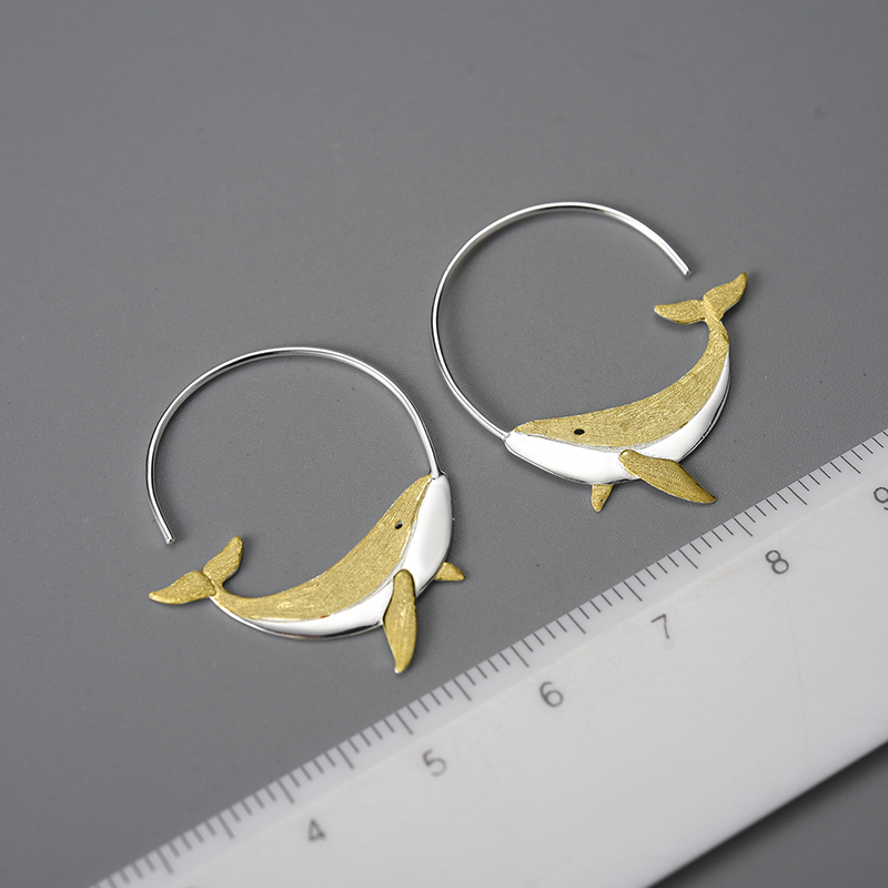 Fashionable Round Hoop Whale Earrings